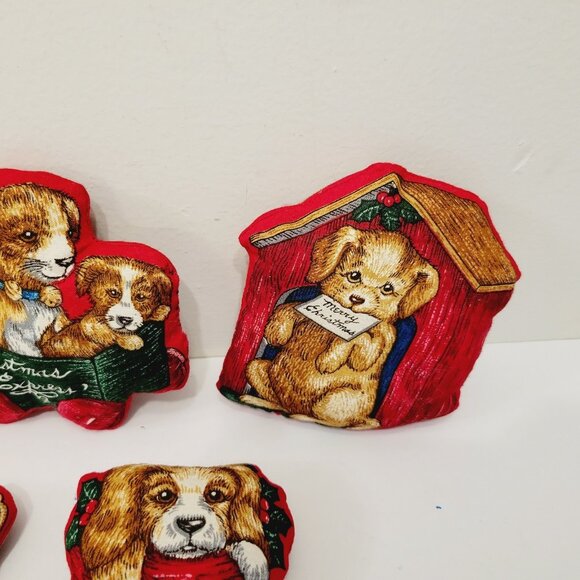 5 Mini Puppy Dog Kitty Cat Kitten Holiday Christmas Plush Fabric Hand Sewn - Picture 4 of 5